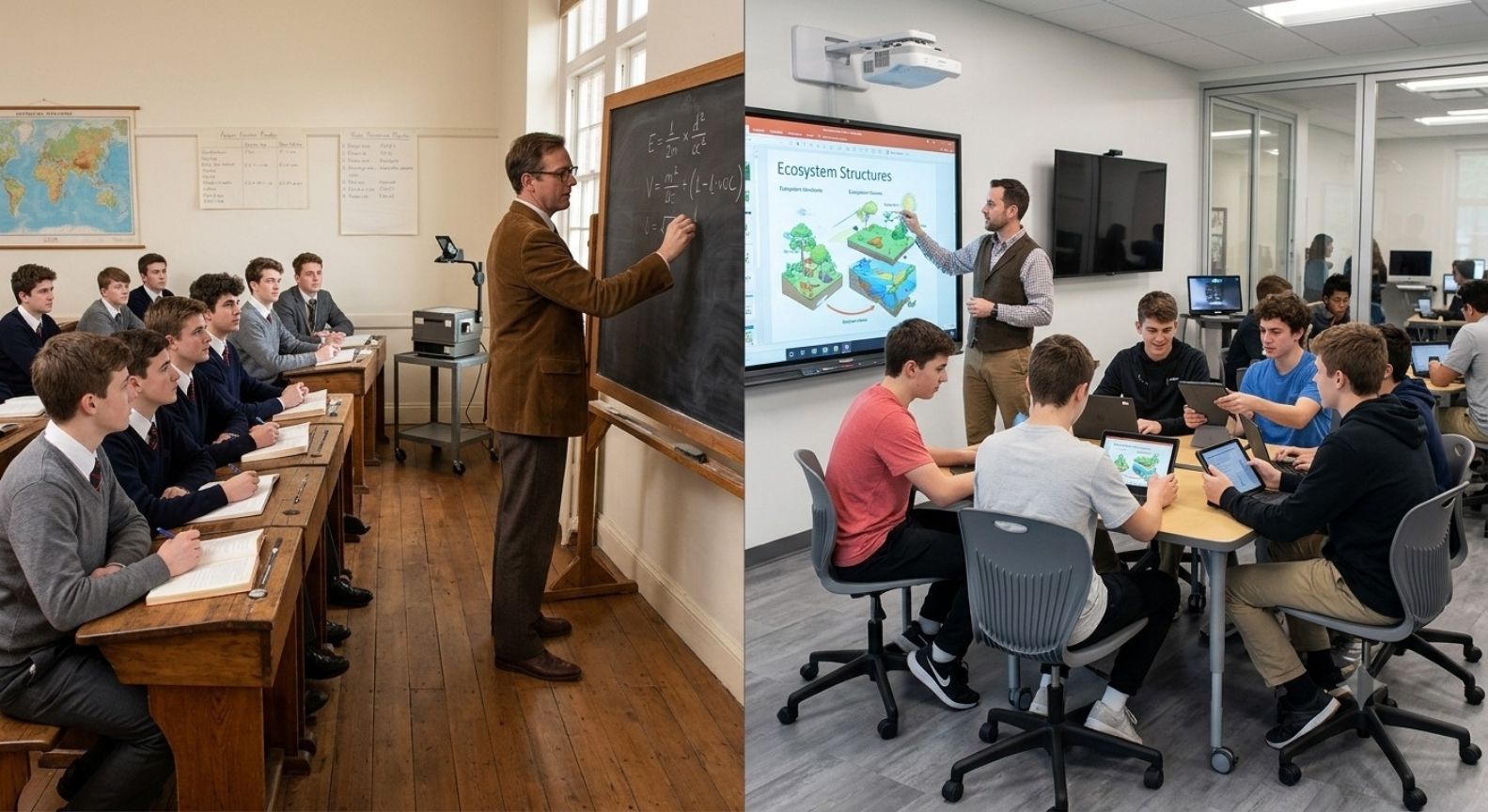 Traditional Classroom vs Modern VR Classroom Learning Comparison