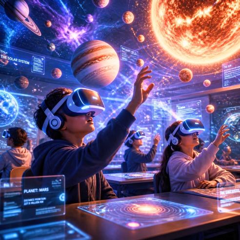Space Exploration and Physics Simulation in Virtual Reality